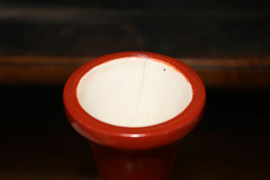 A Chinese blue and white vase and a smaller red glazed vase tallest 43cm